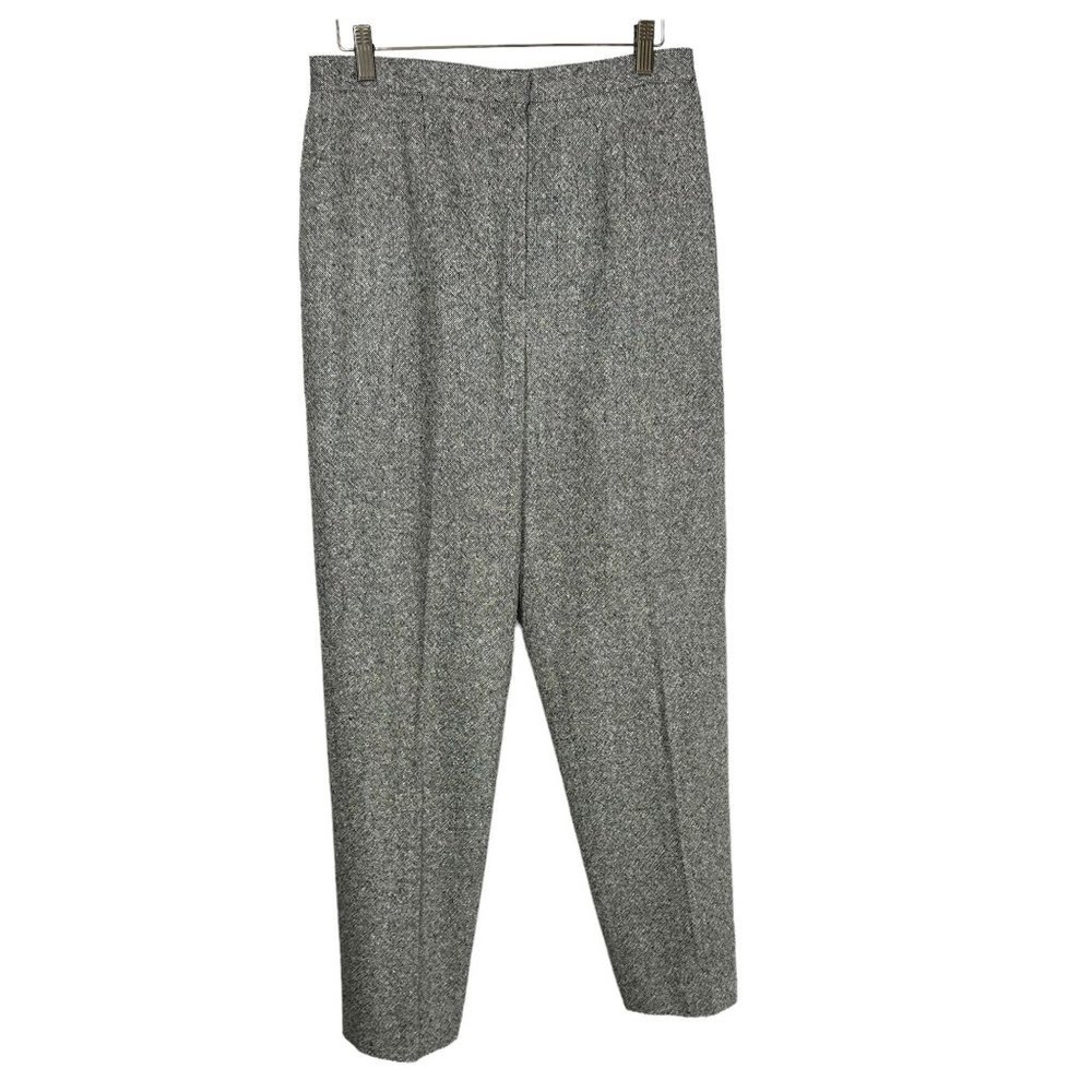 Vintage 90s Grey High Rise Wool Blend Trouser Pants Size 12